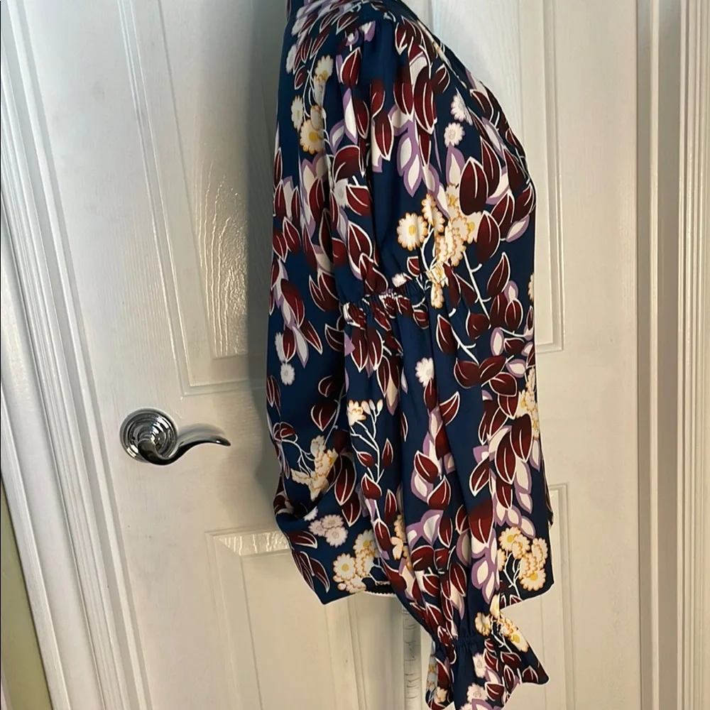 Ann Taylor Floral Blouse - Navy and Red - Picture 5 of 9